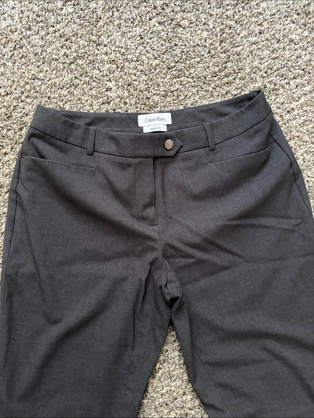Calvin Klein Charcoal Straight-Leg Dress Pants